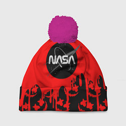 Шапка с помпоном Marshmello x Nasa red, цвет: 3D-малиновый