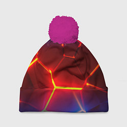 Шапка c помпоном Светящиеся лавой неоновые плиты в разломе