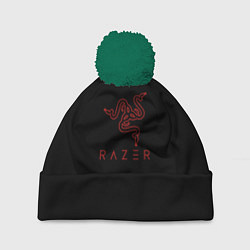 Шапка с помпоном Razer red logo, цвет: 3D-зеленый