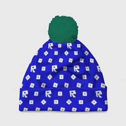 Шапка с помпоном Roblox blue pattern, цвет: 3D-зеленый