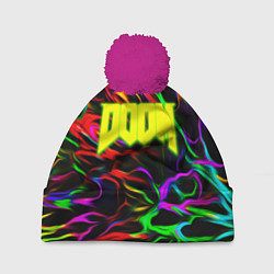 Шапка с помпоном Doom optical colors, цвет: 3D-малиновый