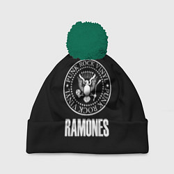 Шапка c помпоном Ramones rock logo