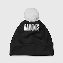 Шапка с помпоном Ramones white logo, цвет: 3D-белый