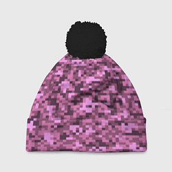 Шапка с помпоном Розовый камуфляж текстура, цвет: 3D-черный