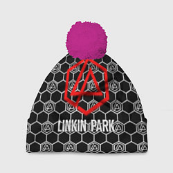 Шапка с помпоном Linkin park logo pattern, цвет: 3D-малиновый