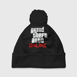 Шапка с помпоном GTA online logo, цвет: 3D-черный