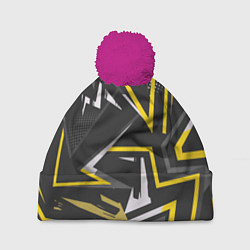 Шапка c помпоном Абстрактный фон со спортивным узором