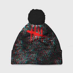 Шапка c помпоном Dead by daylight краски глитч