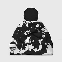 Шапка c помпоном Все рэперы черно белый