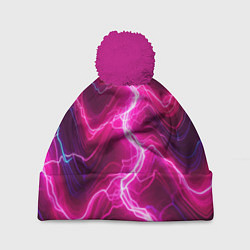 Шапка с помпоном Pink lightnings - ai art fantasy, цвет: 3D-малиновый