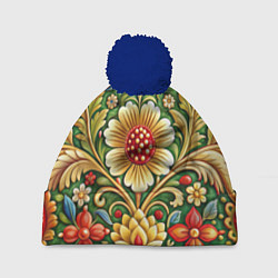 Шапка c помпоном Стиль советского ковра узоры и орнамент
