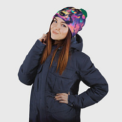 Шапка с помпоном 2 котика ведьмы, цвет: 3D-зеленый — фото 2