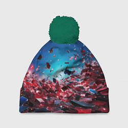 Шапка c помпоном Осколки плит в движении