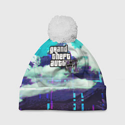 Шапка с помпоном GTA6 glitch pattern, цвет: 3D-белый