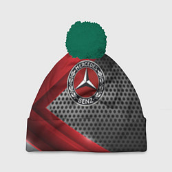 Шапка c помпоном Mercedes benz текстура метал