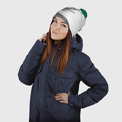 Шапка с помпоном Peugeot carbon metal, цвет: 3D-зеленый — фото 2