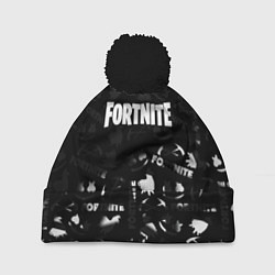 Шапка с помпоном Fortnite pattern black, цвет: 3D-черный