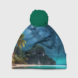 Шапка с помпоном Island beach, цвет: 3D-зеленый