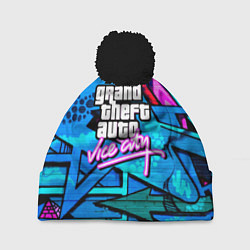 Шапка с помпоном GTA vice city steel grafity, цвет: 3D-черный