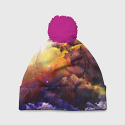 Шапка c помпоном Абстрактные космические краски