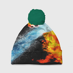 Шапка c помпоном Огонь и вода столкновение
