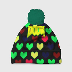 Шапка c помпоном Doom кислотные сердца