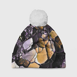 Шапка с помпоном Чёрно-жёлтый камень, цвет: 3D-белый