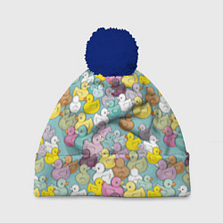 Шапка с помпоном Уютные уточки, цвет: 3D-тёмно-синий