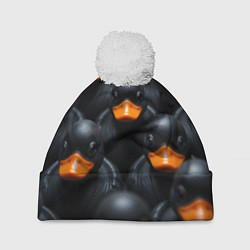 Шапка c помпоном Черные уточки
