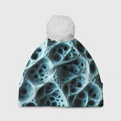 Шапка c помпоном Белая пористая структура