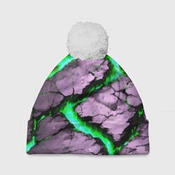 Шапка c помпоном Треснувший камень зелёный