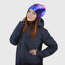 Шапка с помпоном Кибер вселенная, цвет: 3D-белый — фото 2