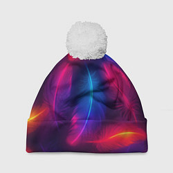 Шапка c помпоном Вспыхивающие перья - неоновое свечение