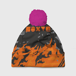 Шапка с помпоном Равнодушие оранжевый, цвет: 3D-малиновый