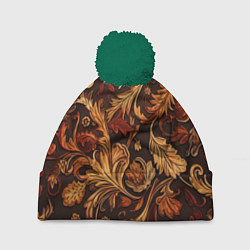 Шапка c помпоном Старый ковер текстура