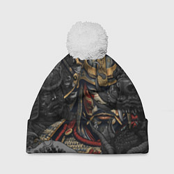 Шапка c помпоном Самурай и драконы в стиле ирезуми