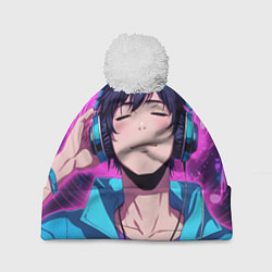 Шапка с помпоном Любитель музыки, цвет: 3D-белый