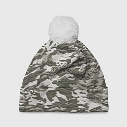 Шапка с помпоном Фактурный камуфляж, цвет: 3D-белый