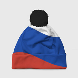 Шапка c помпоном Флаг России волной
