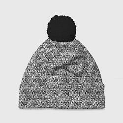 Шапка с помпоном Чёрно-белый текстурный, цвет: 3D-черный
