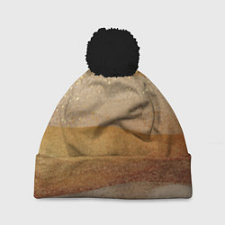 Шапка c помпоном Бежевые блестяшки текстура