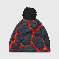 Шапка с помпоном Текущая в породе лава, цвет: 3D-черный