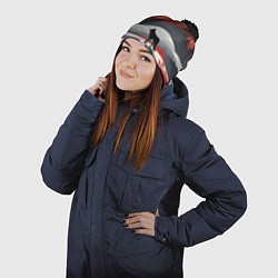 Шапка с помпоном Лиса и красные горы, цвет: 3D-черный — фото 2