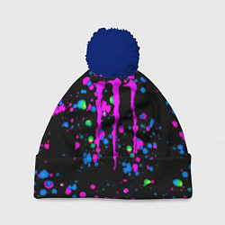 Шапка c помпоном Monster energy неоновые краски