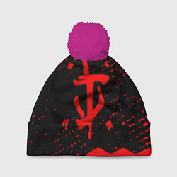 Шапка c помпоном Doom лого соты текстура