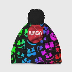 Шапка с помпоном Marshmello x NASA gradient, цвет: 3D-черный
