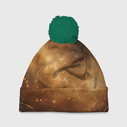 Шапка c помпоном Песочный фон со звездами