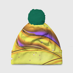 Шапка c помпоном Золотые волны с фиолетовым свечением