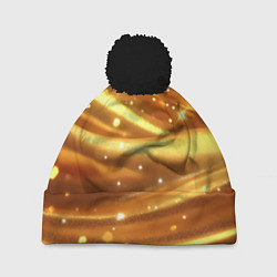 Шапка c помпоном Золотая ткань с блестками