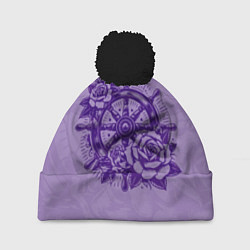 Шапка c помпоном Штурвал в розах